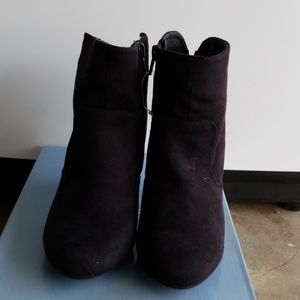 Black Suede booties with heel,  size 7